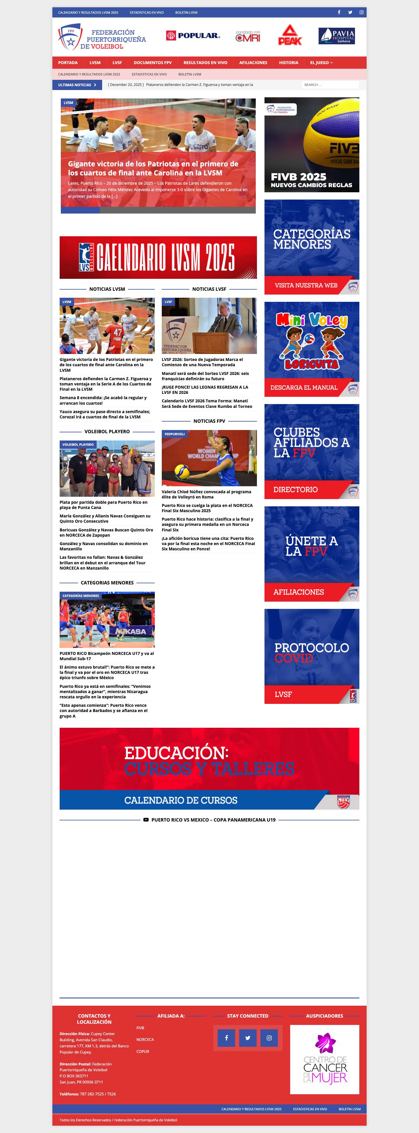 PORTADA - Federación Puertorriqueña de Voleibol - Full Screenshot