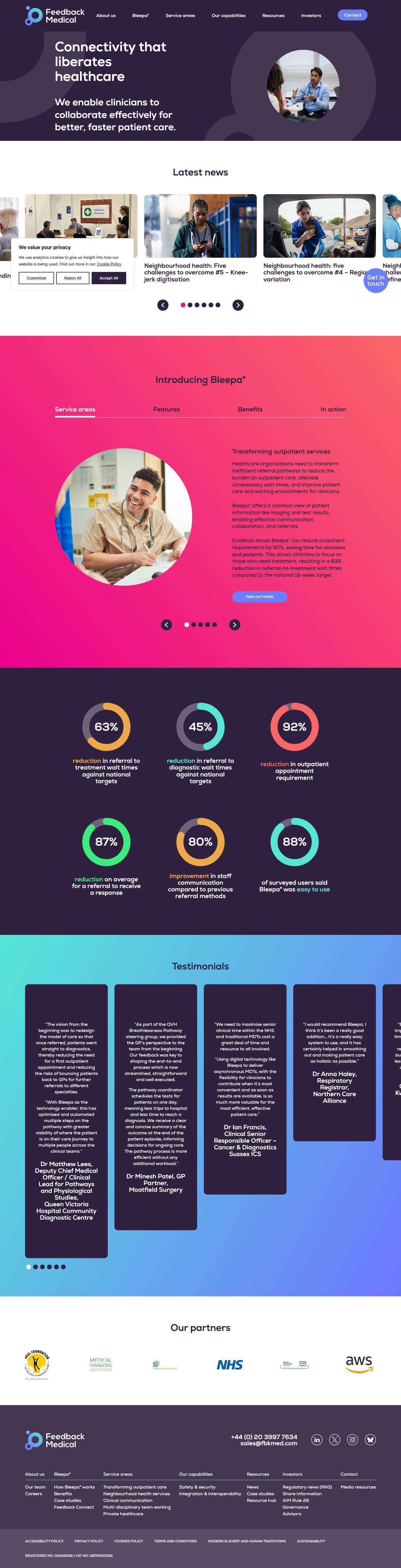 Asynchronous Healthcare | Outpatient Appointment Reduction - Feedback Medical - Full Screenshot