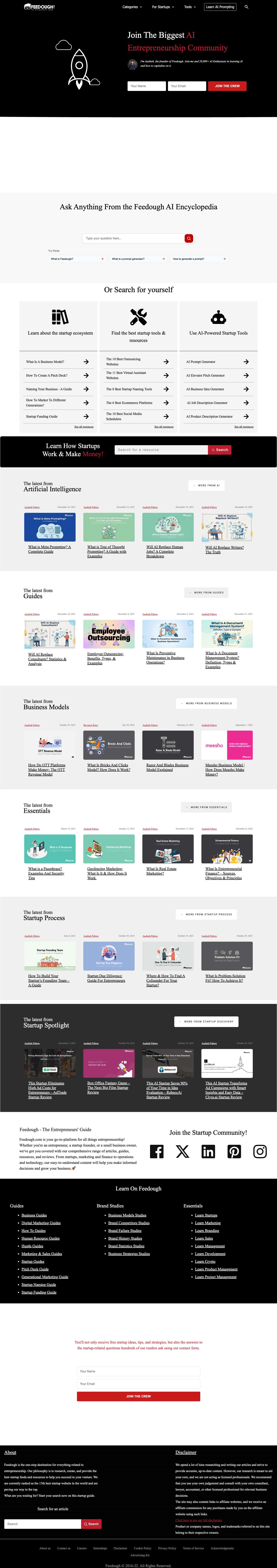 Feedough - The Entrepreneurs' Guide - Full Screenshot