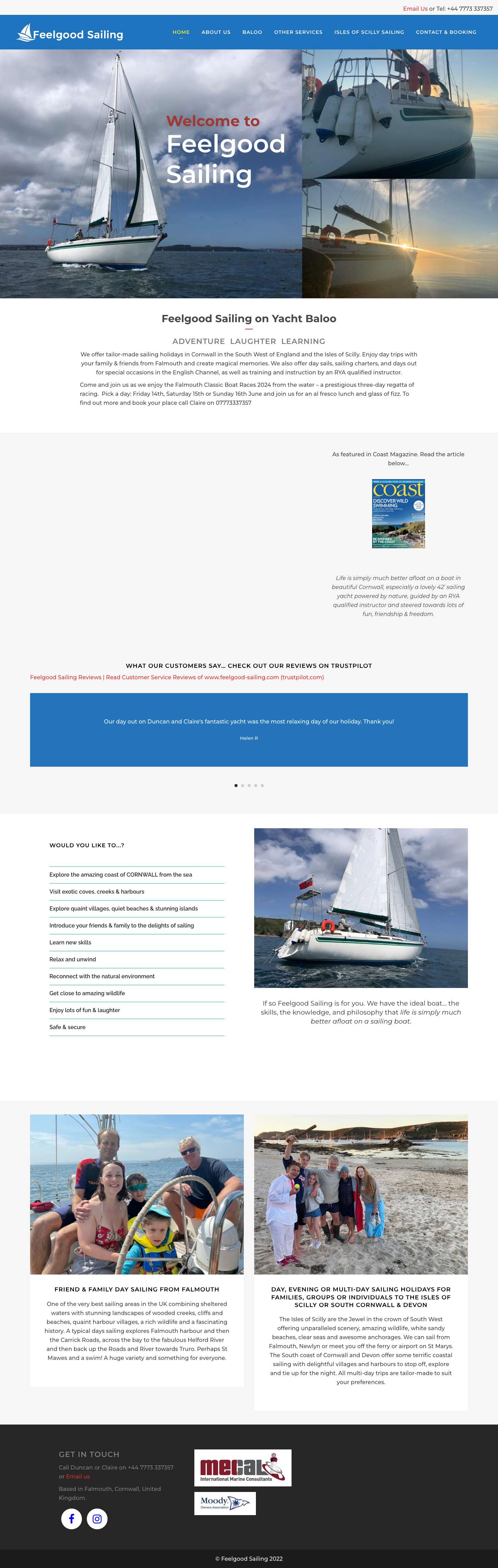 Sailing Holidays Cruises in Cornwall & the Isles of Scilly | Feelgood Sailing - Full Screenshot