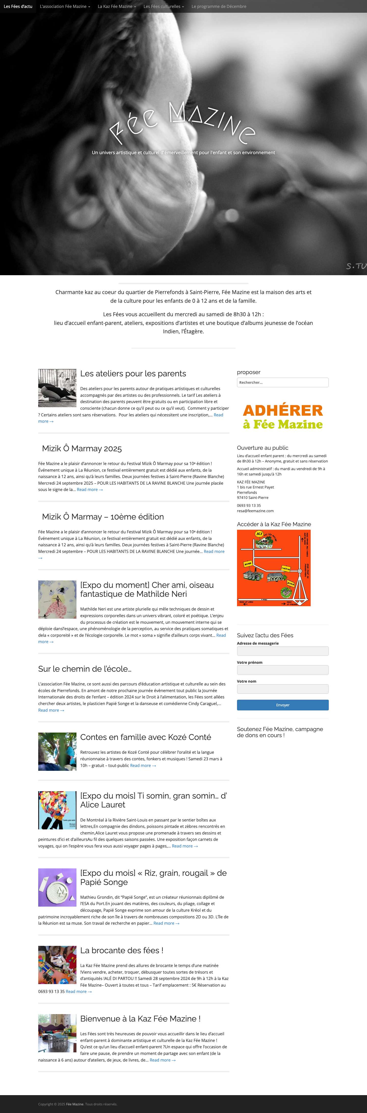 Fée Mazine – Un univers artistique et culturel d'émerveillement pour l'enfant et son environnement - Full Screenshot