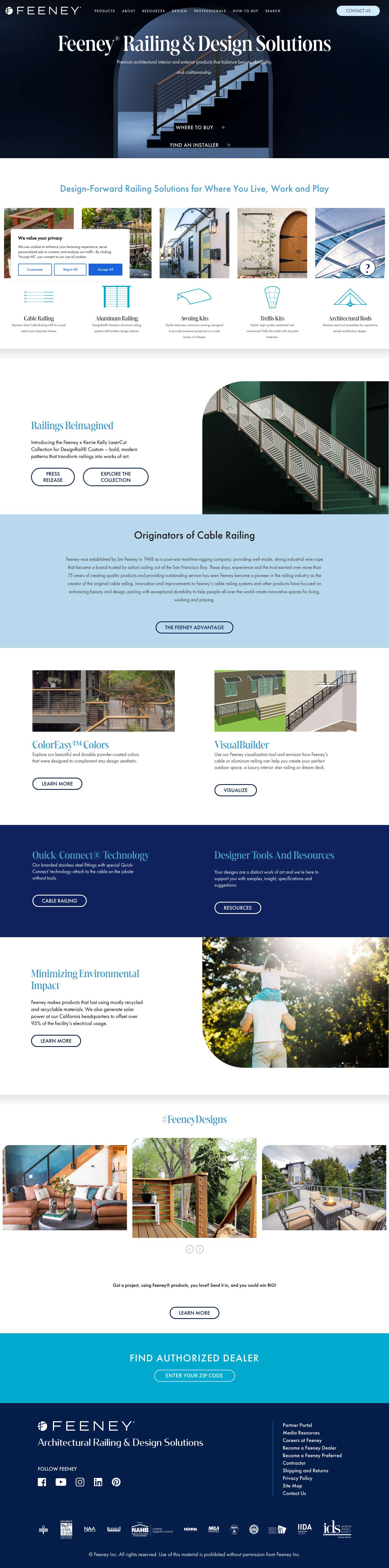 Feeney: Luxury Railings Systems for Decks, Stairs & Interiors - Full Screenshot