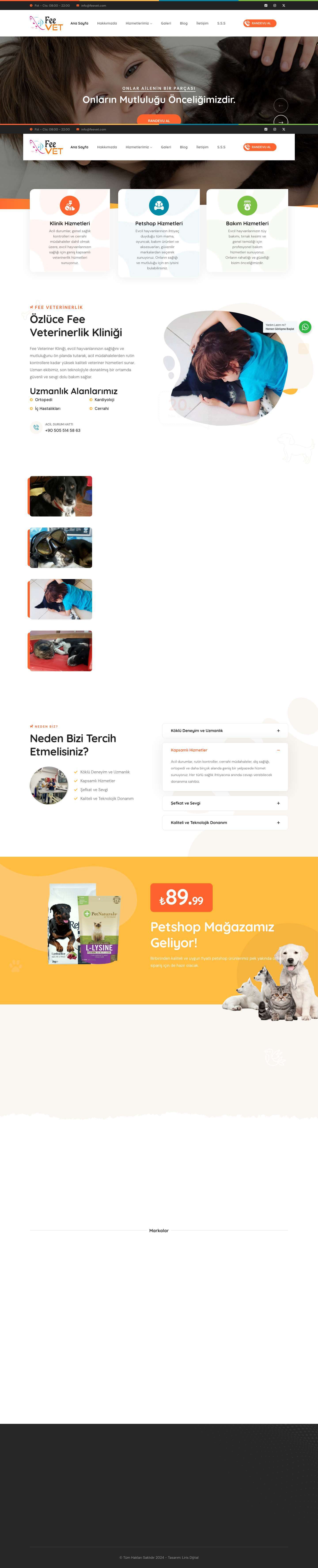 Özlüce Fee Veteriner Kliniği - Any Time For Animals - Full Screenshot