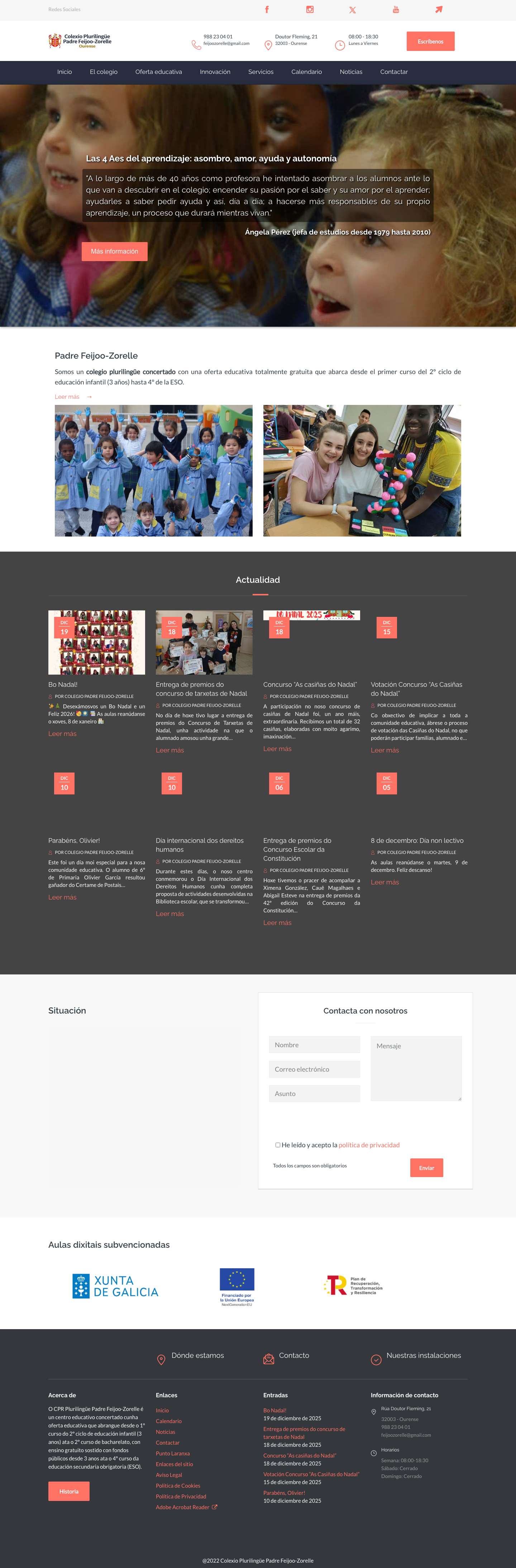 Colexio Plurilingüe Padre Feijoo-Zorelle – Impulsado por WordPress - Full Screenshot