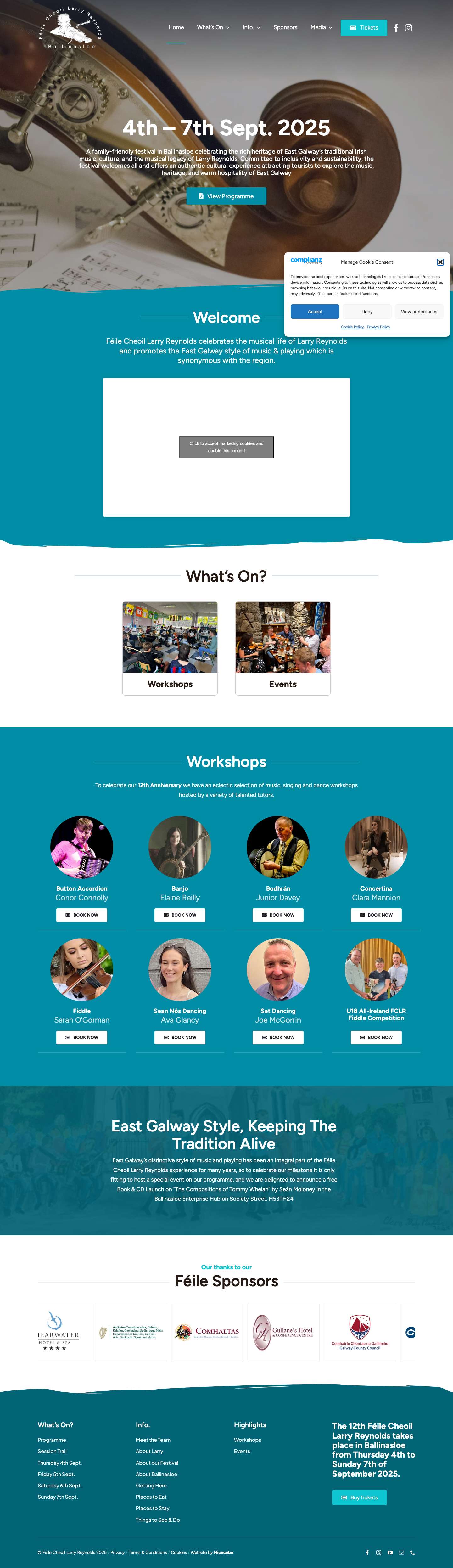 Féile Cheoil Larry Reynolds - Traditional Irish Music Festival - Full Screenshot