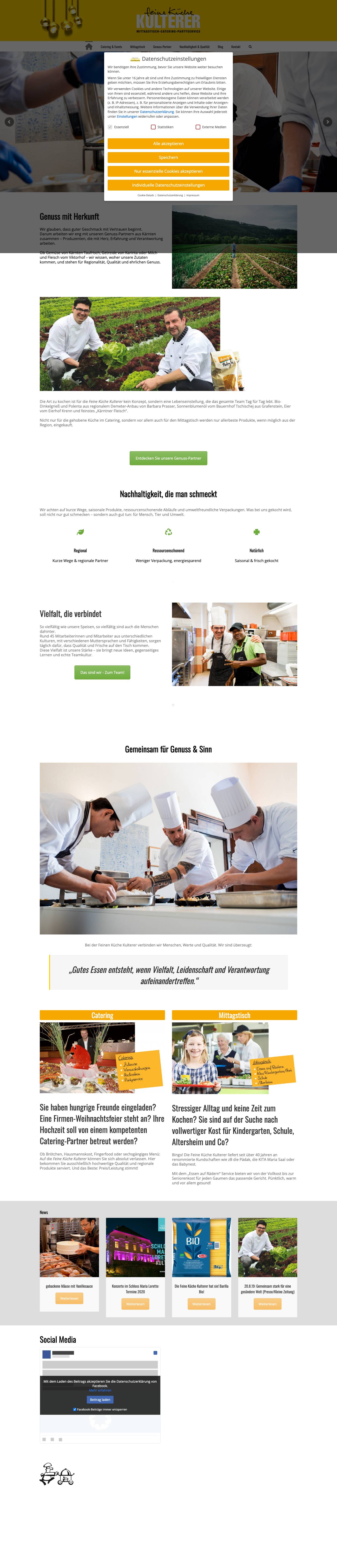 Feine Küche KULTERER – Mittagstisch – Catering – Partyservice - Full Screenshot