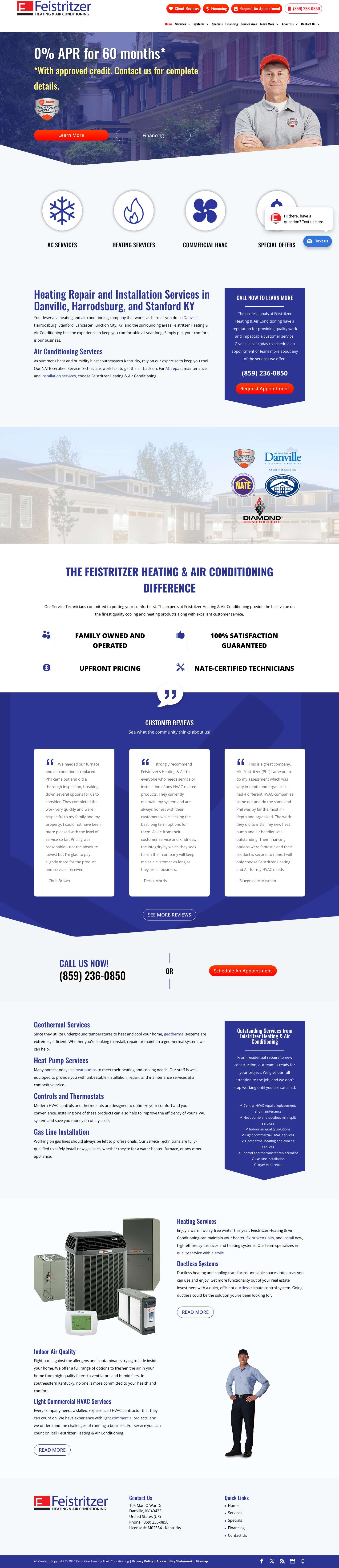 Heating Repair | Danville, KY | Feistritzer Heating & Air Conditioning - Full Screenshot