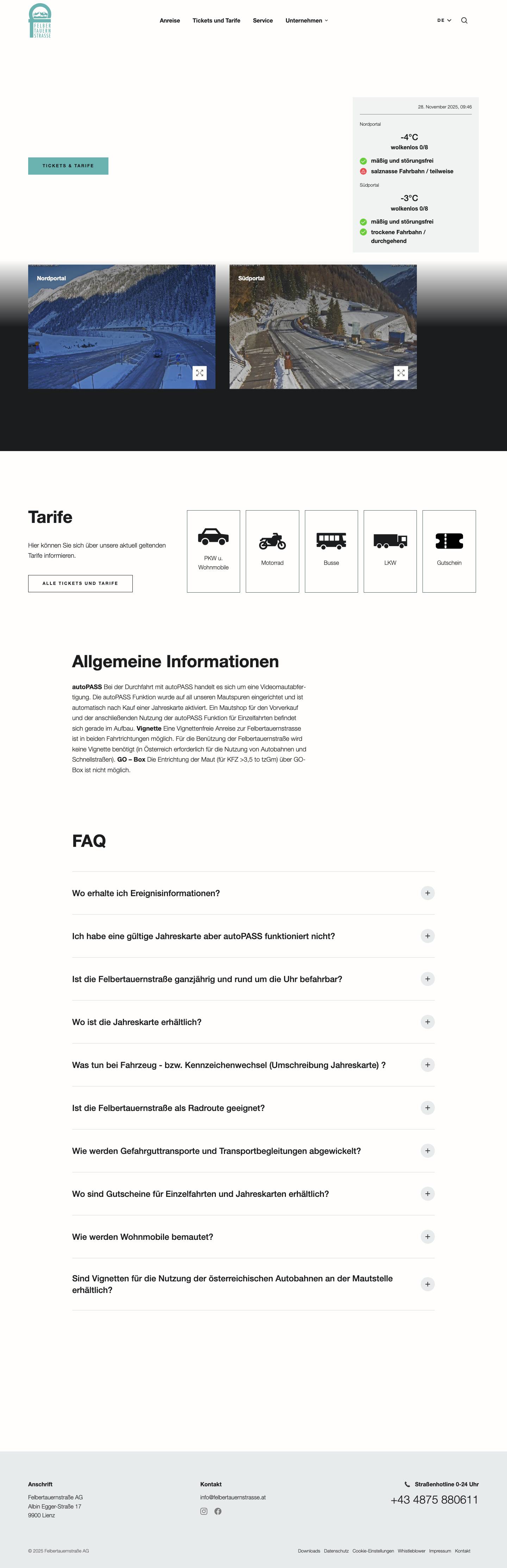 Felbertauernstraße AG - Full Screenshot