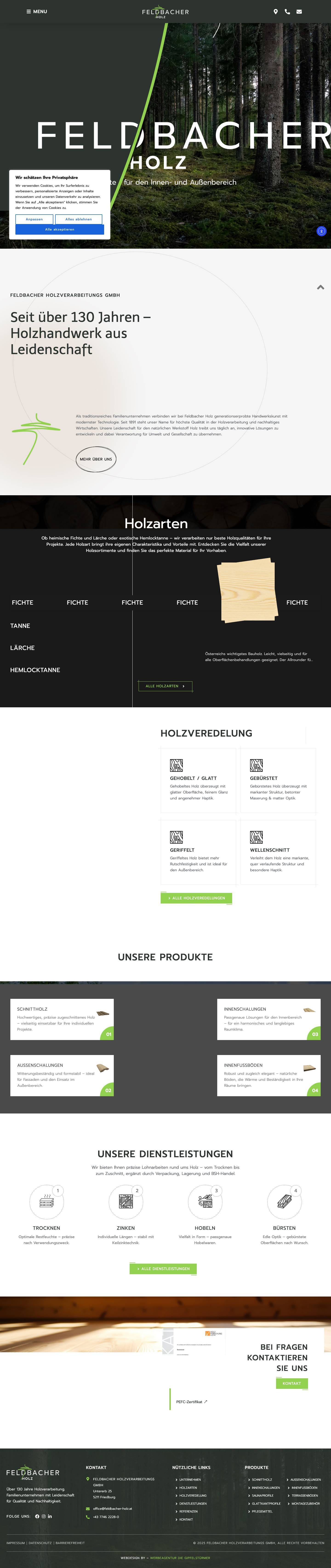 Feldbacher Holz | Holzveredelung & Nachhaltigkeit seit 1891 - Full Screenshot