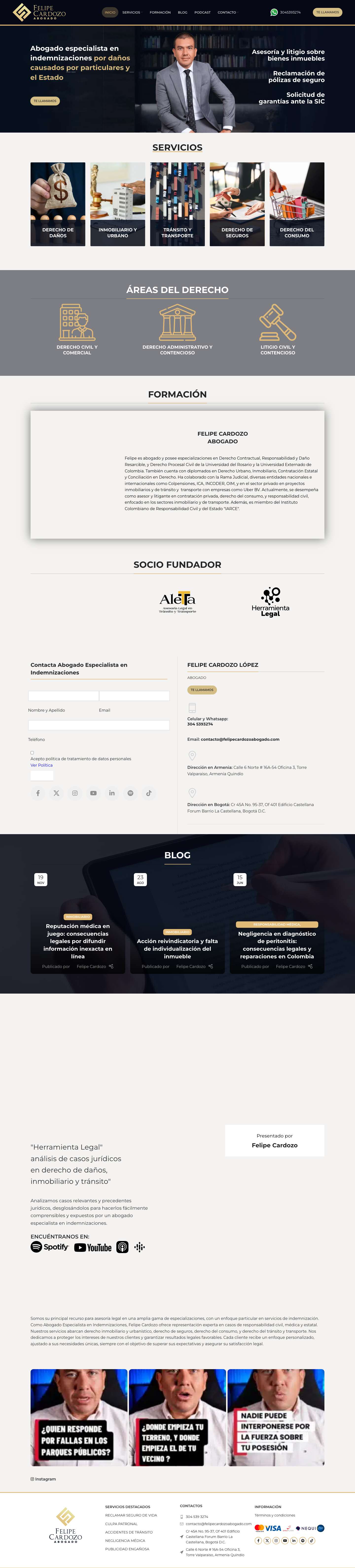 Felipe Cardozo | Abogado Especialista en Indemnizaciones - Full Screenshot
