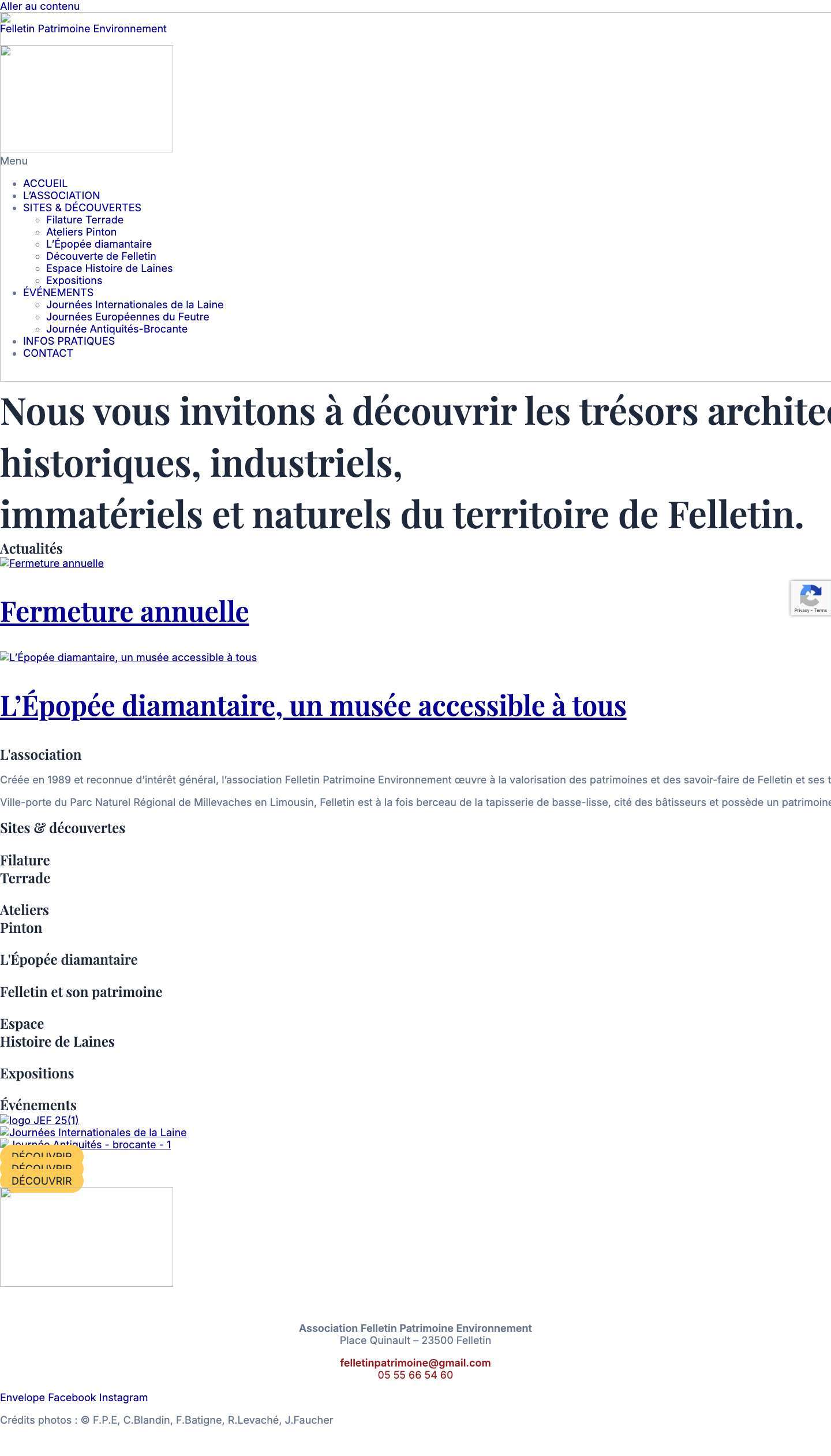 ACCUEIL - Felletin Patrimoine Environnement - Full Screenshot