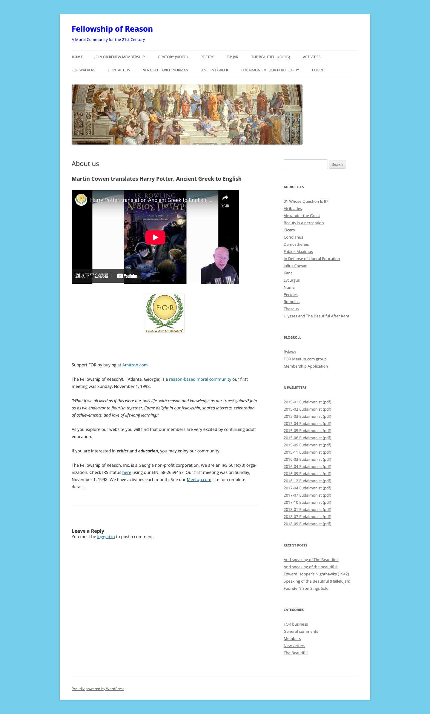 Fellowship of Reason | A Moral Community for the 21st Century - Full Screenshot