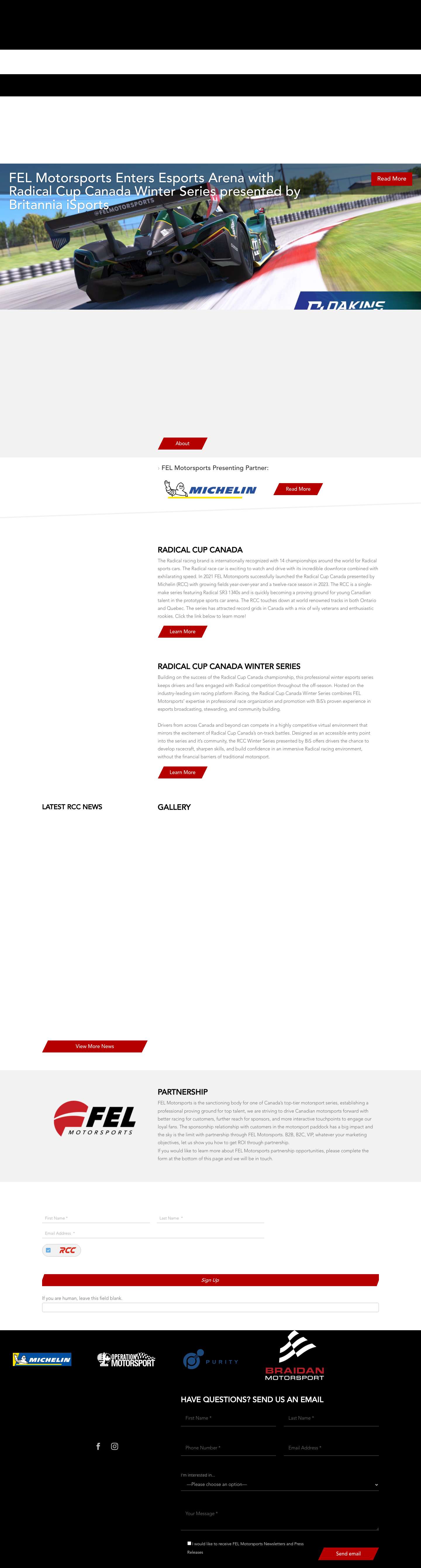 FEL Motorsports Home Page - Full Screenshot