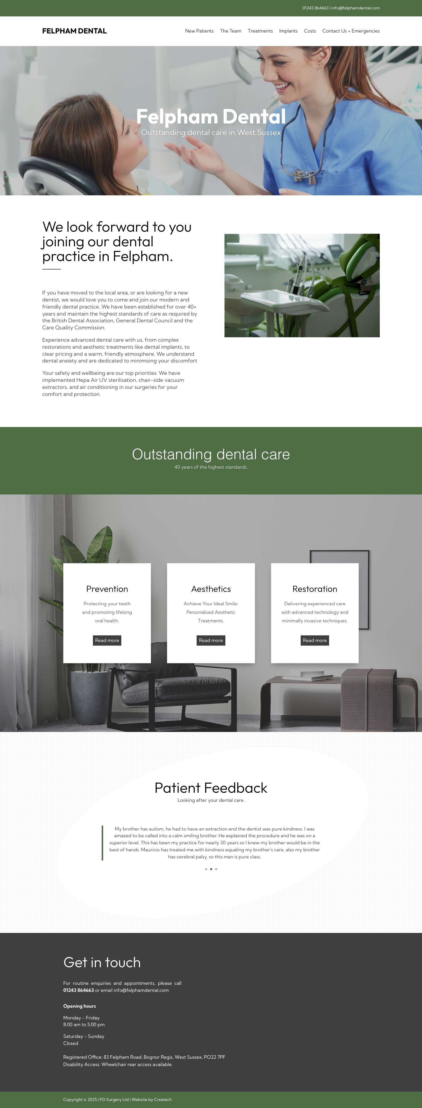 Felpham Dental | Trusted Dental Practice in West Sussex - Full Screenshot