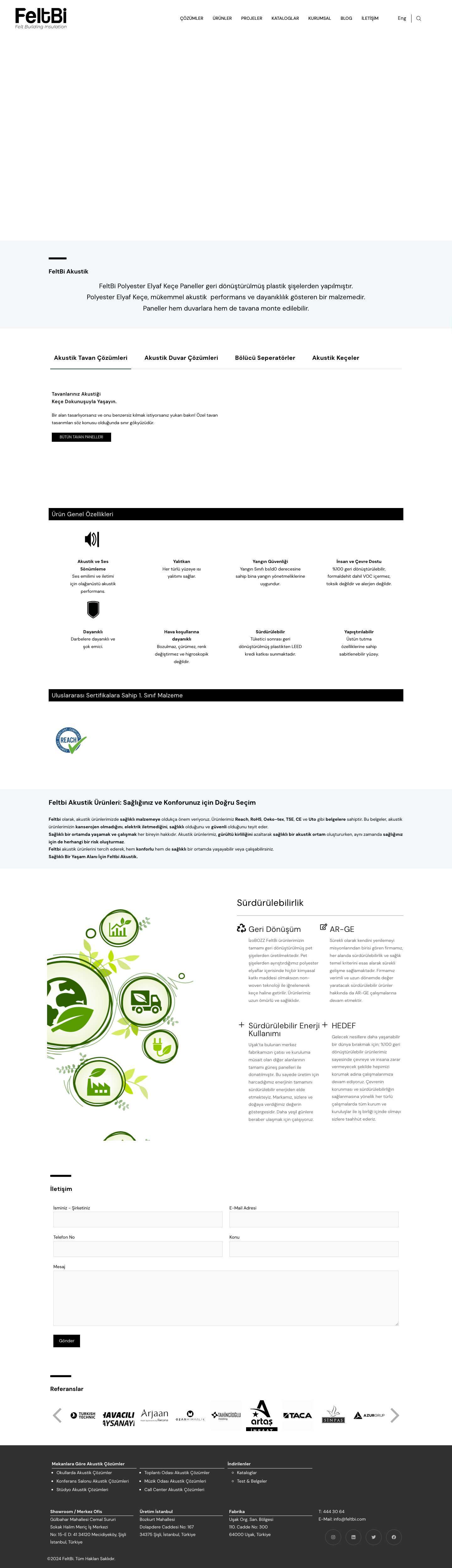 Feltbi Akustik - Akustik Paneller - Duvar ve Tavan Çözümler - Full Screenshot
