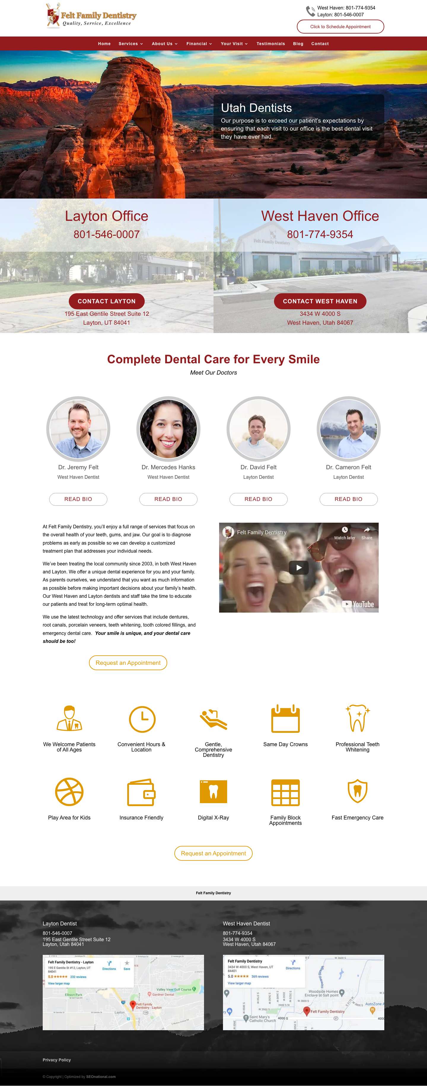 Layton Dentist & West Haven Dentists | Felt Family Dentistry in Utah - Full Screenshot