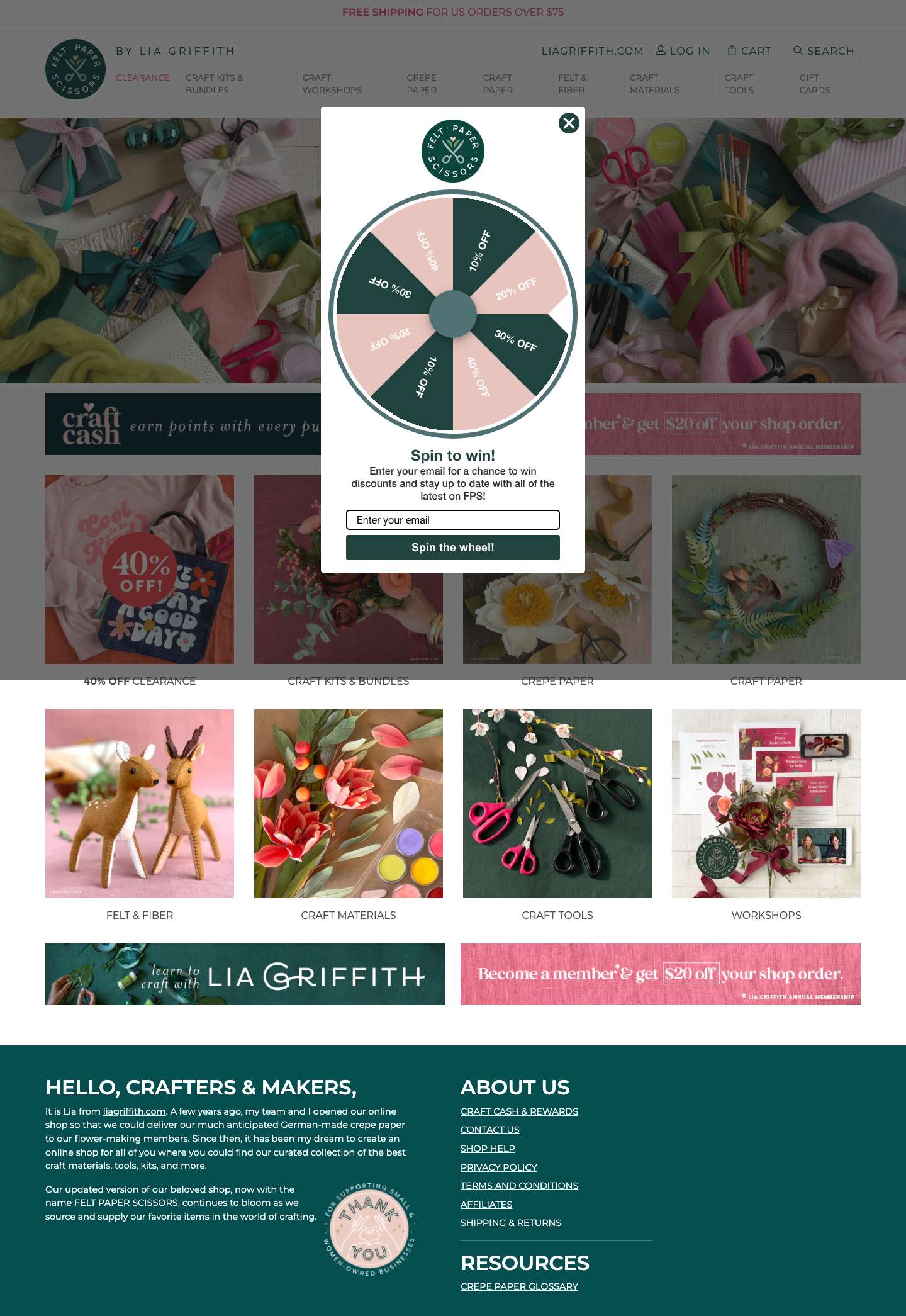 Shop Felt Paper Scissors Craft Store - Full Screenshot