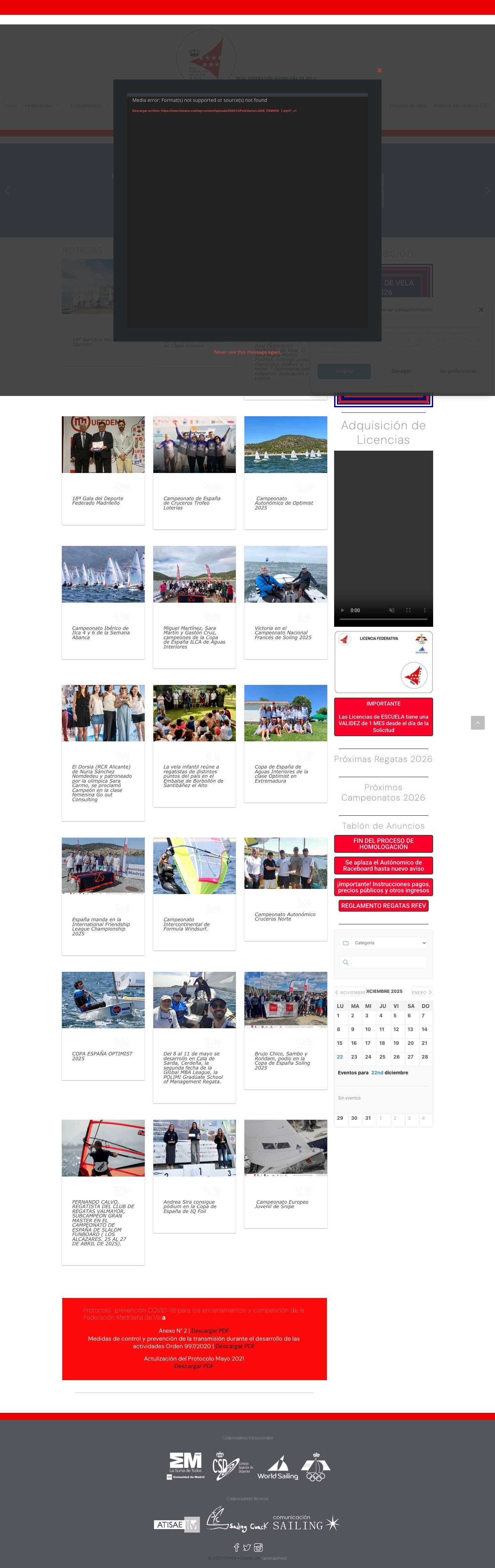 Real Federación Madrileña de Vela | Femave - Full Screenshot