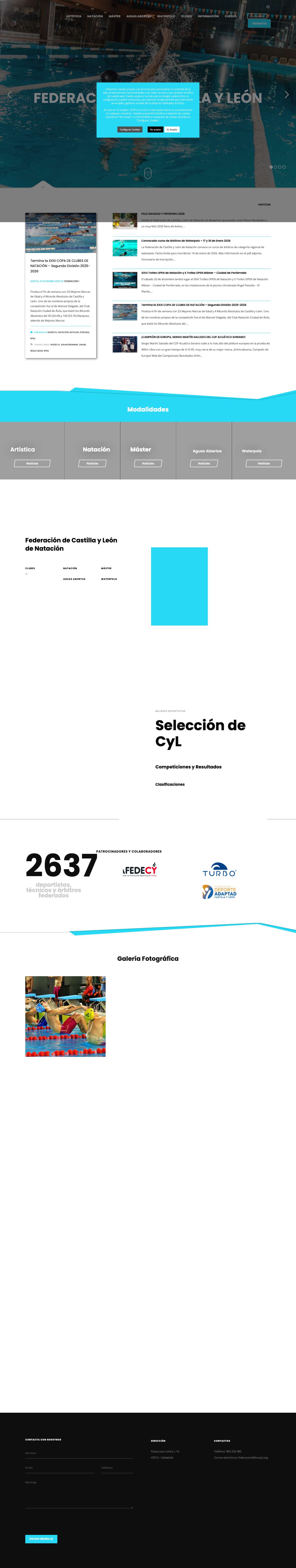 Home - Federación de Castilla y León de Natación - Full Screenshot