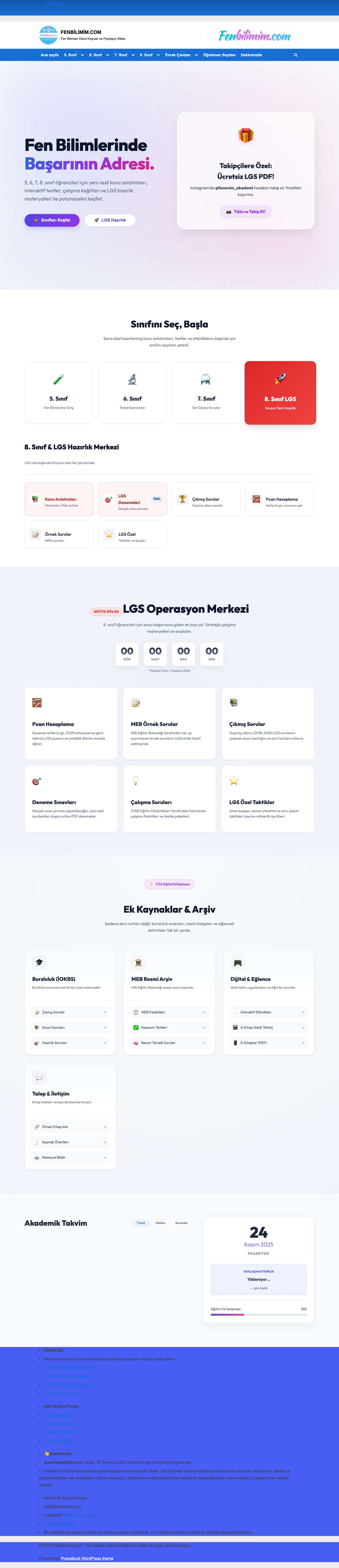 Ana Sayfa - FENBİLİMİM.COM - Full Screenshot