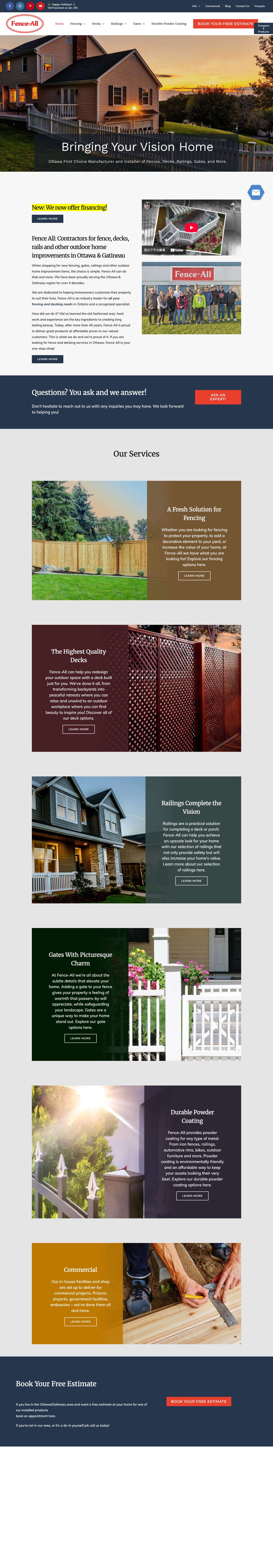 Fence Contractors & Installers in Ottawa - Fence All - Full Screenshot