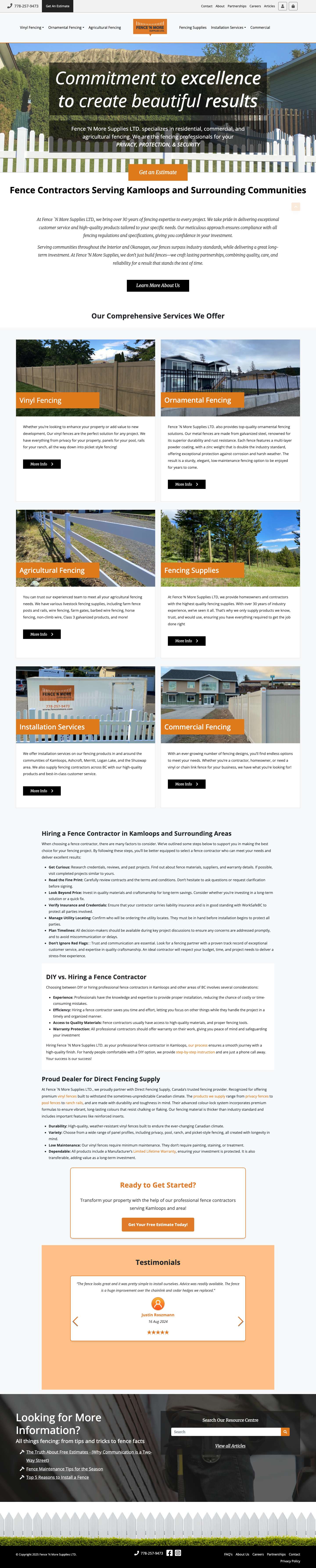 Residential, Commercial and Agricultural Fencing Products - Full Screenshot