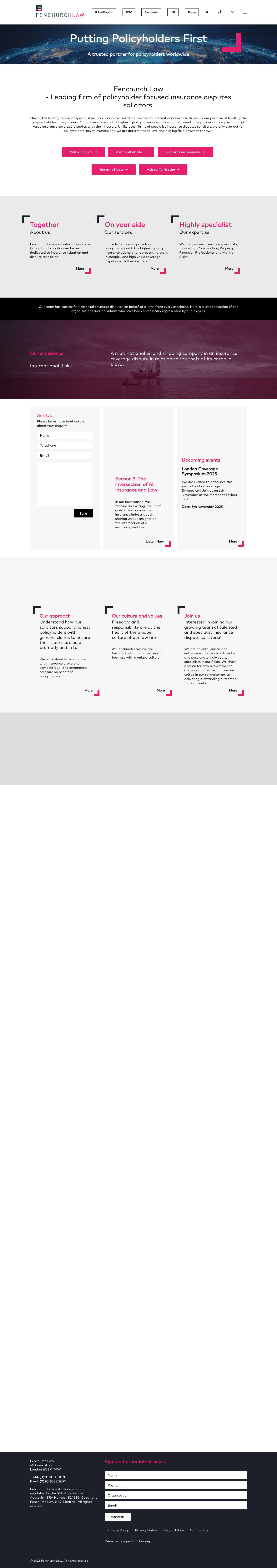 Insurance Solicitors & Claims Disputes | Fenchurch Law - Full Screenshot