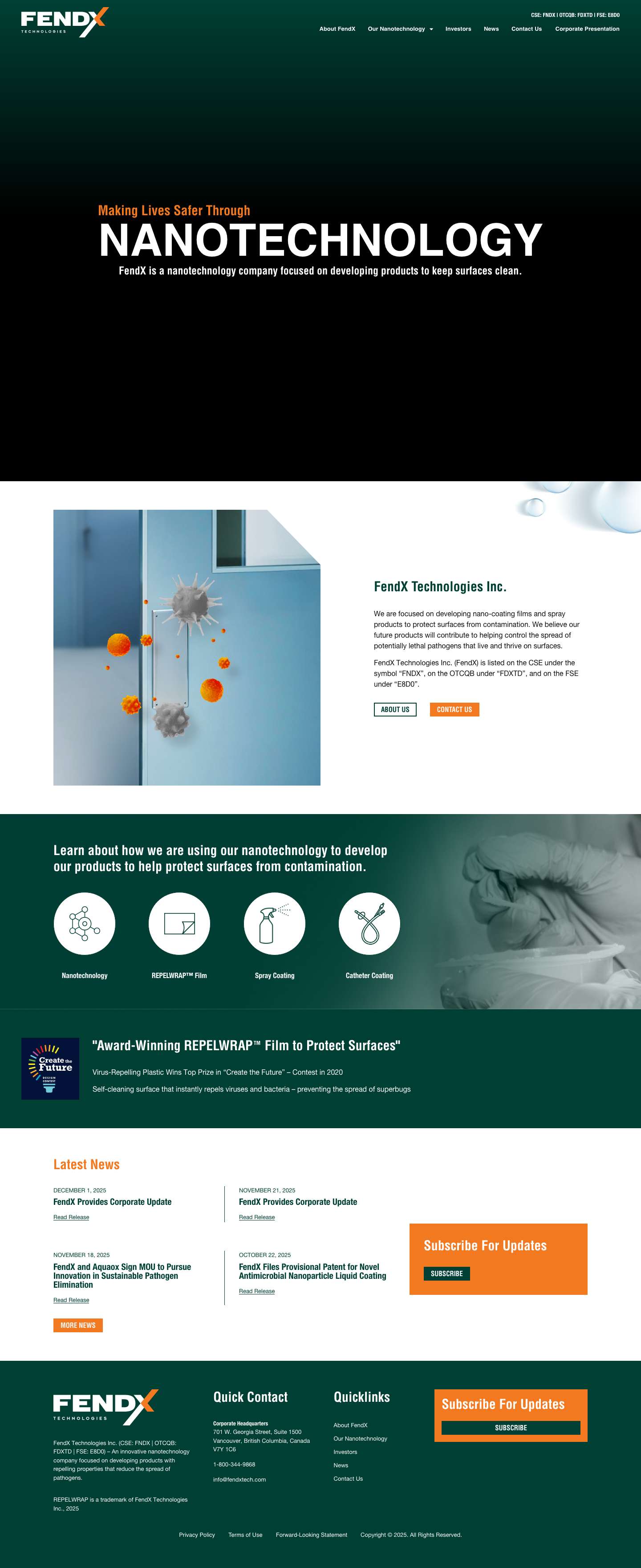 Home - FendX Technologies Inc - Full Screenshot