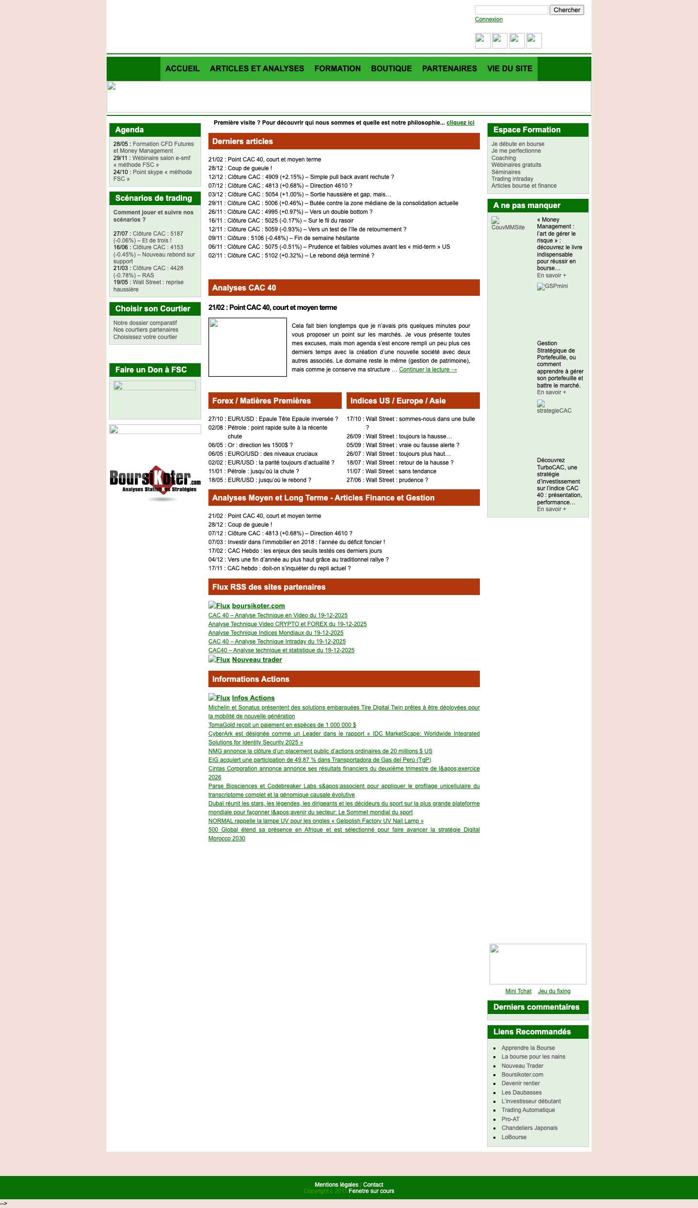 Formations Gestion Analyses CAC et Stratégies de Trading - Full Screenshot