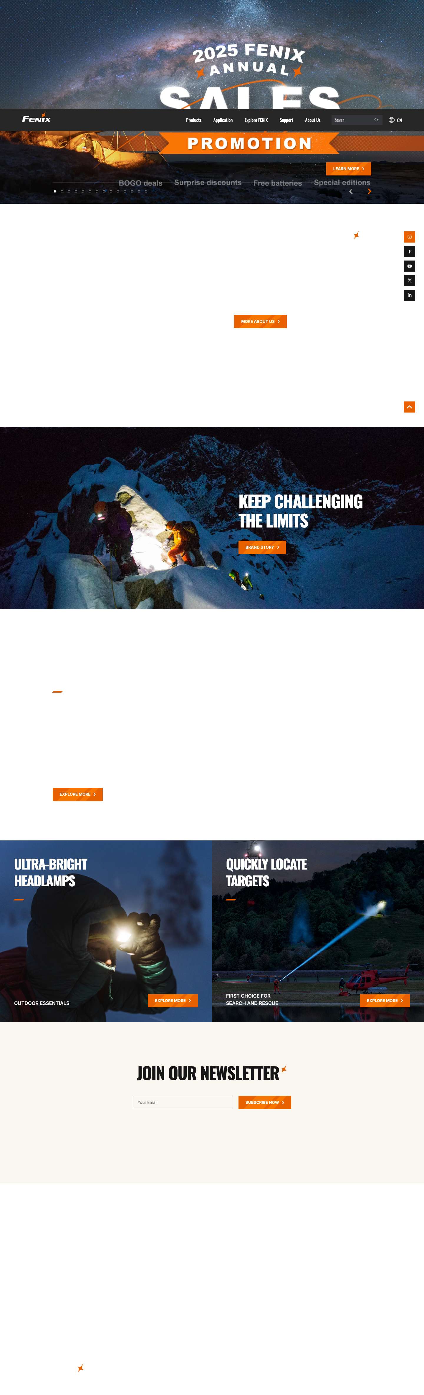 Explore Innovative Flashlights and Headlamps | Fenixlight - Full Screenshot