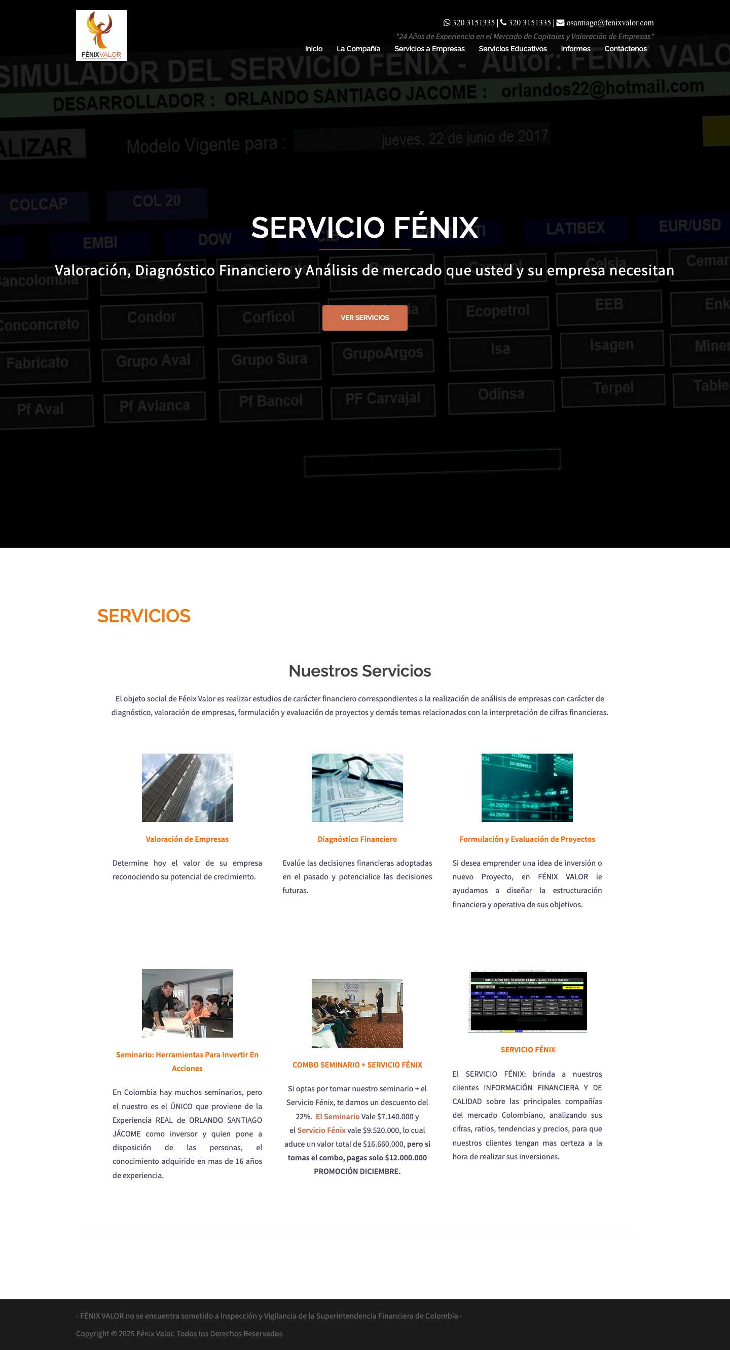 Fenix Valor Colombia - Servicios Financieros de Valoración de empreas - Full Screenshot