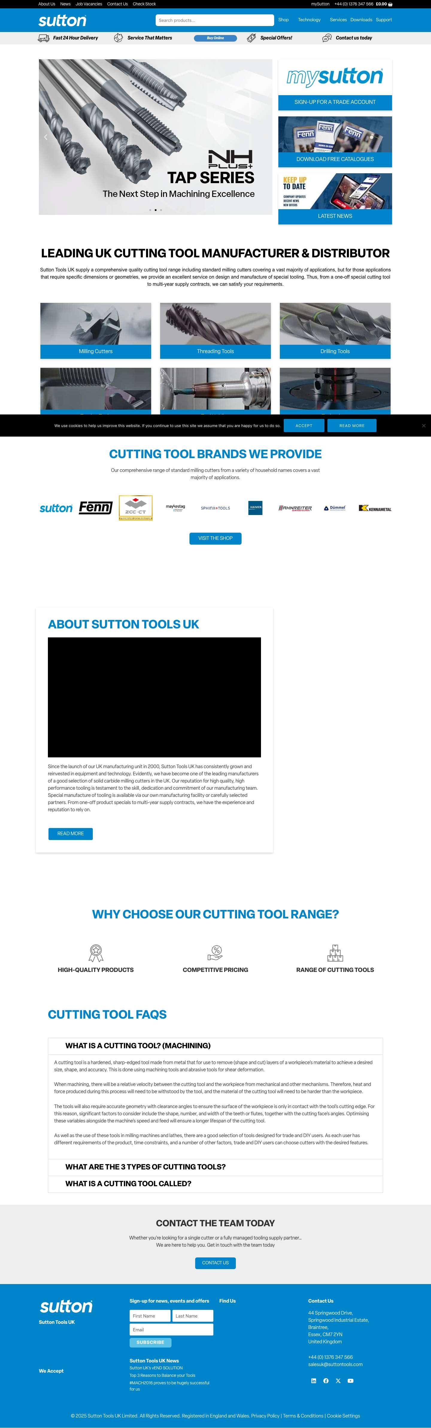 Cutting Tool Manufacturers UK & Distributor – Sutton Tools UK - Full Screenshot
