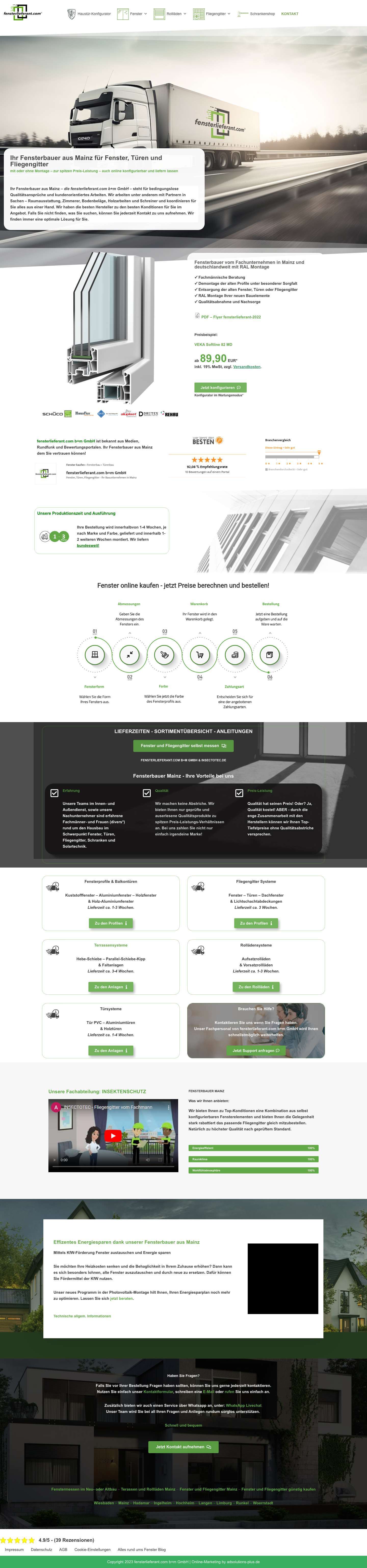 Fensterbauer Mainz, Fenster, Tür und Fliegengitter - fensterlieferant.com - Full Screenshot