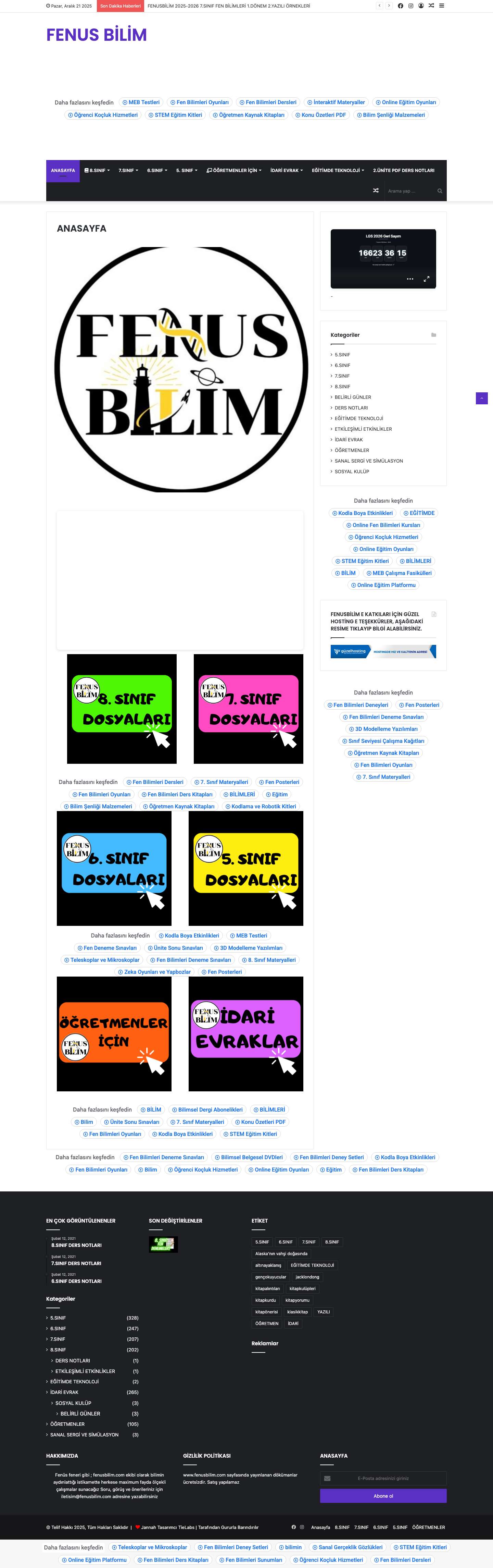 ANASAYFA | FENUS BİLİM - Full Screenshot