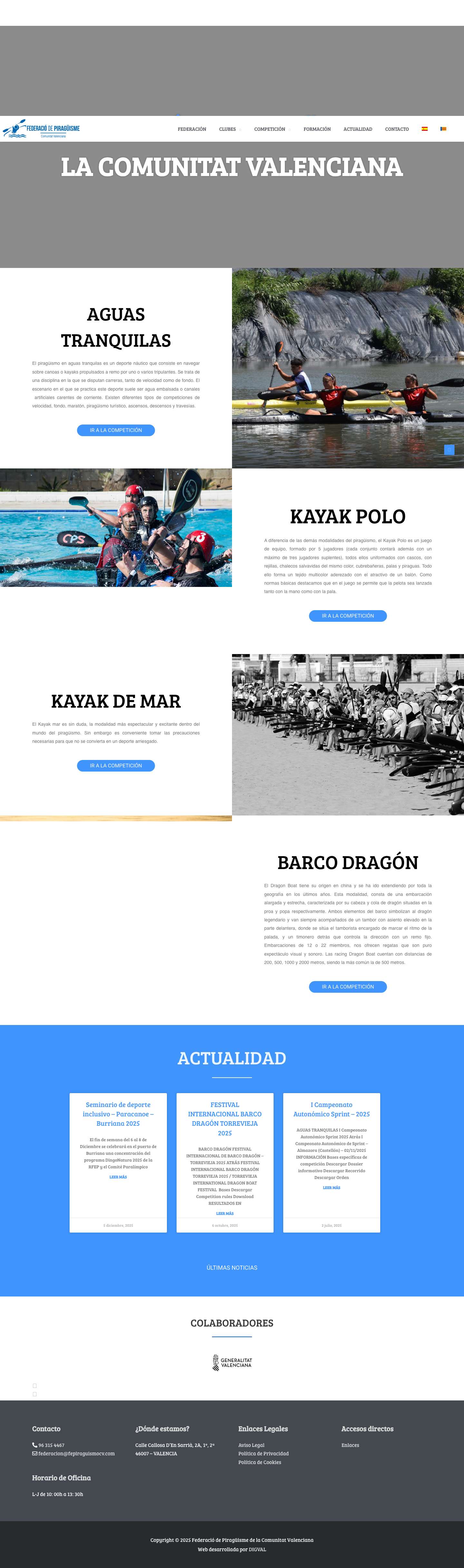 Federació de Piragüisme de la Comunitat Valenciana - Full Screenshot