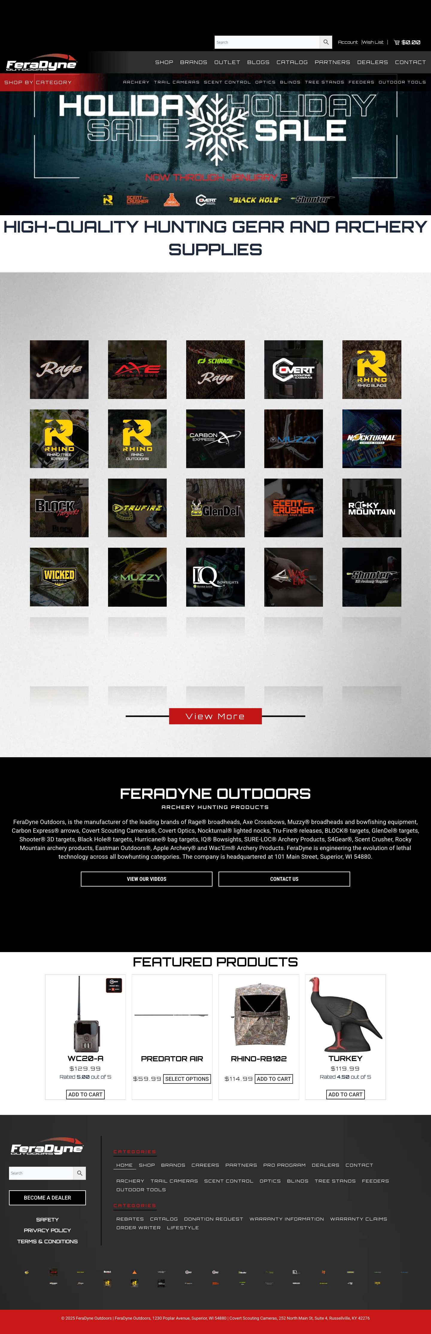 Feradyne Leading Brands in Outdoor Hunting Gear and Archery - Full Screenshot