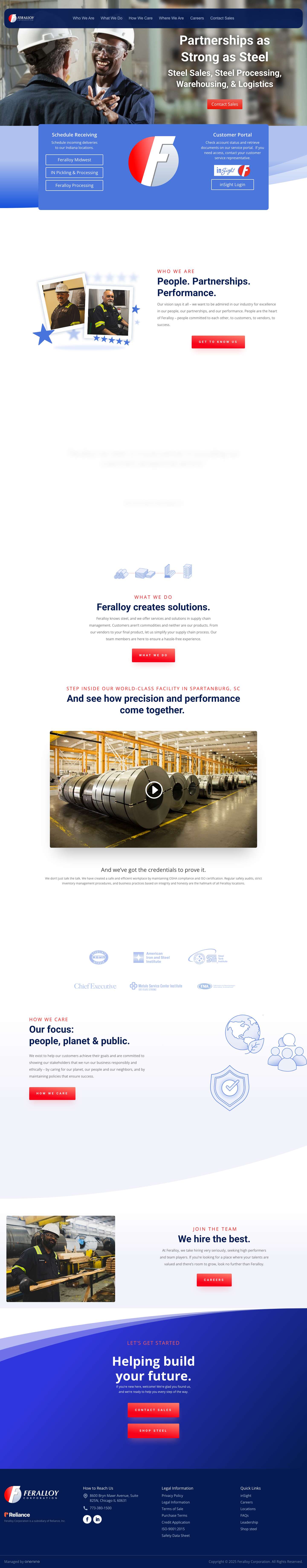 Welcome to Our Home page - Feralloy Corporation - Full Screenshot