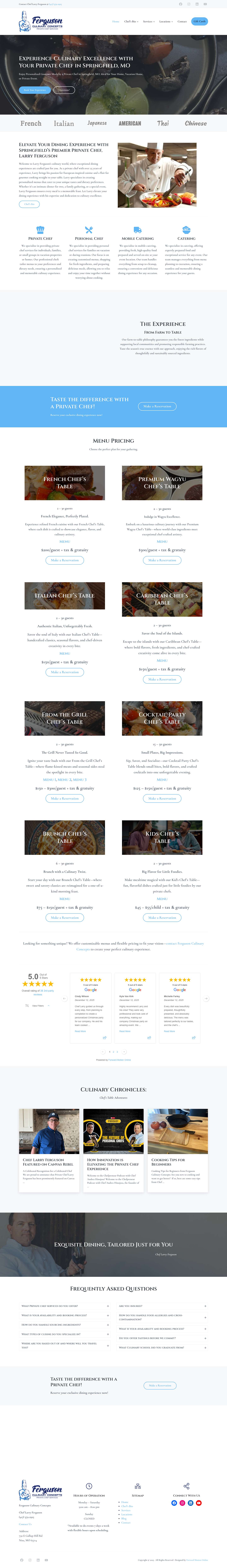 Private Chef in Springfield MO | Ferguson Culinary Concepts - Full Screenshot