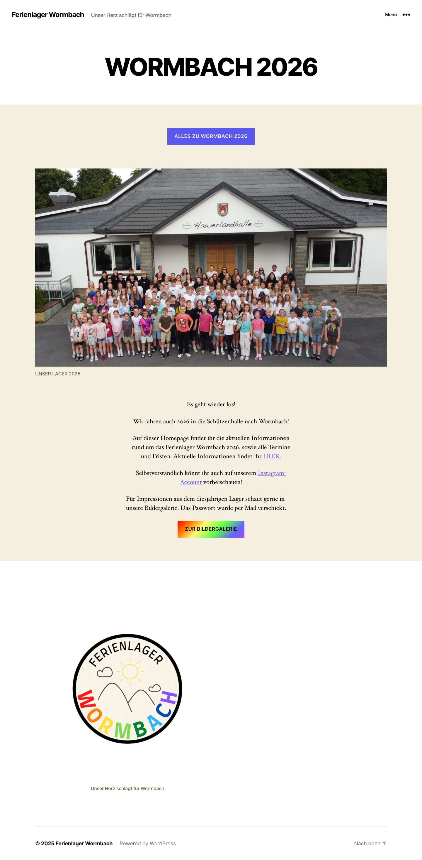 Ferienlager Wormbach – Unser Herz schlägt für Wormbach - Full Screenshot