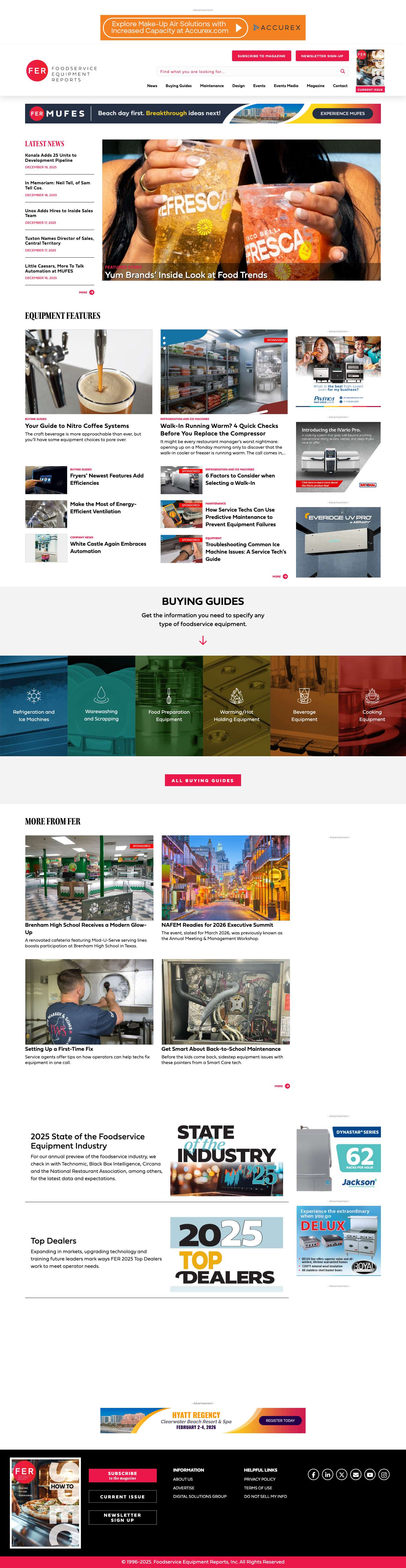 Foodservice Equipment Reports - Foodservice Industry News and Reviews - Full Screenshot