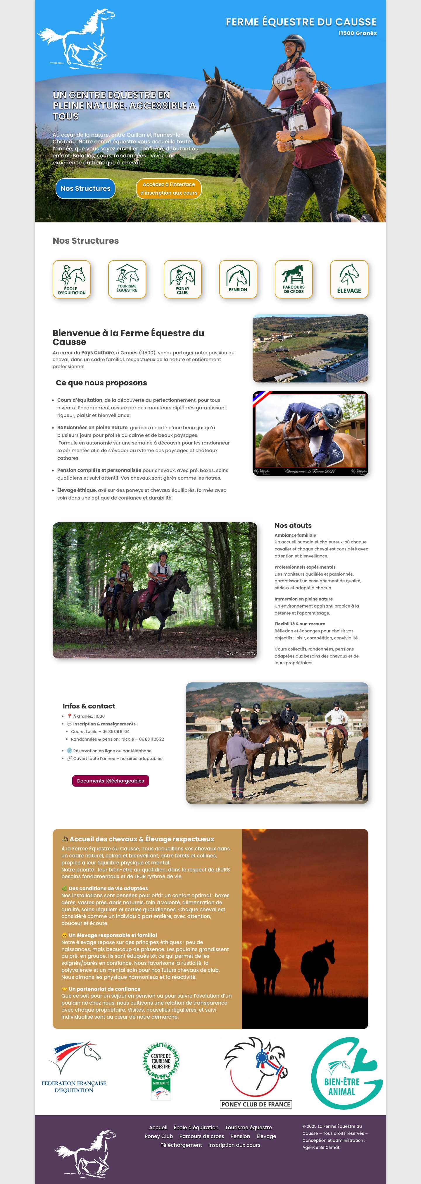 La Ferme équestre du causse | Centre équestre en Haute vallée de l'Aude - Full Screenshot