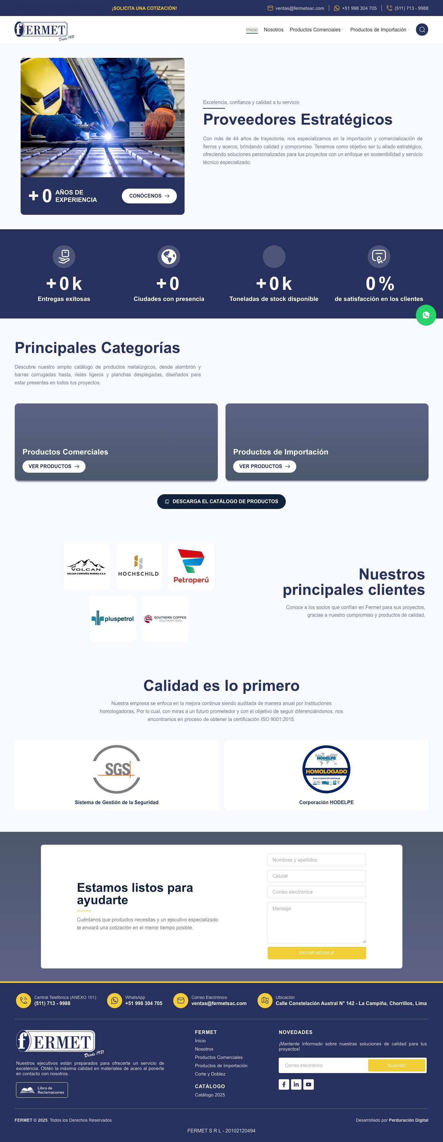 Proveedores de Acero | FERMET - Full Screenshot