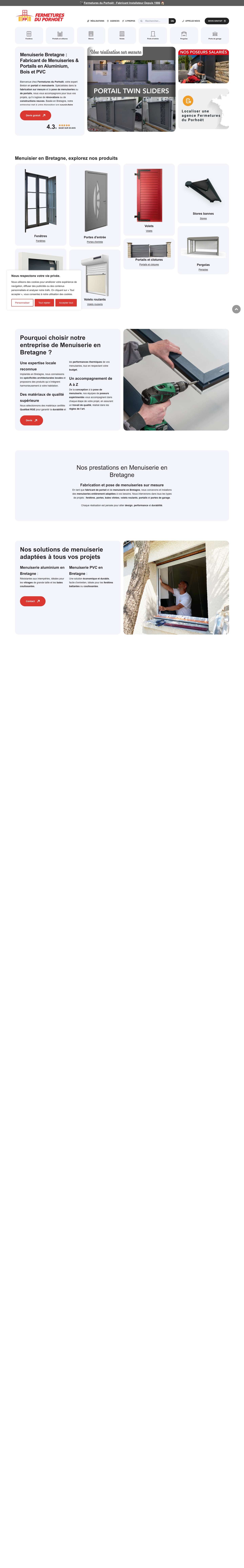 Menuiserie Bretagne, fabricant & poseur professionnel - Full Screenshot