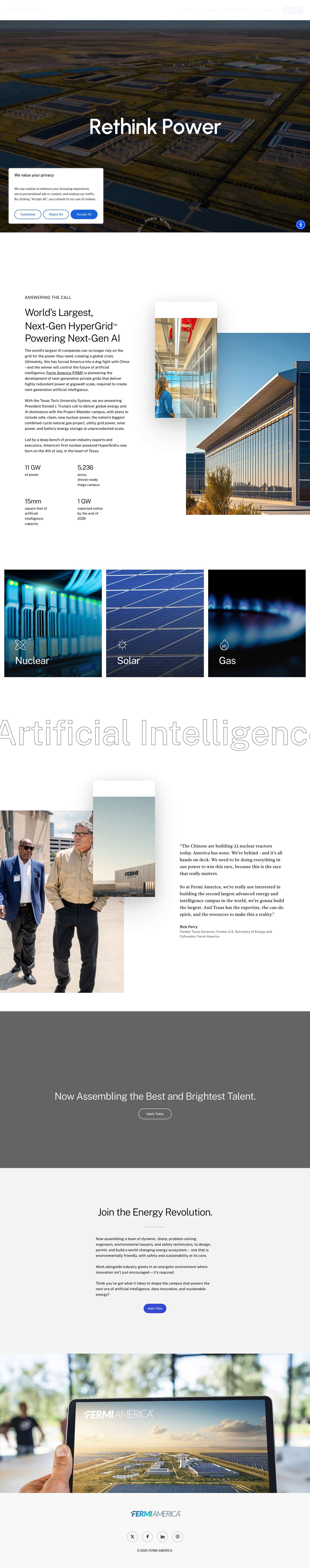 Gigawatt Scale Power for Next-Gen AI | Fermi America - Full Screenshot