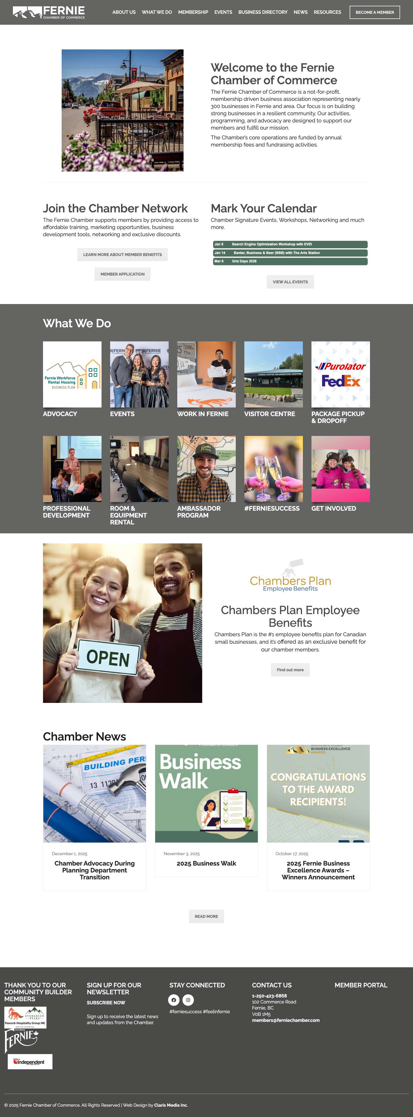 Home - Fernie Chamber of Commerce - Full Screenshot