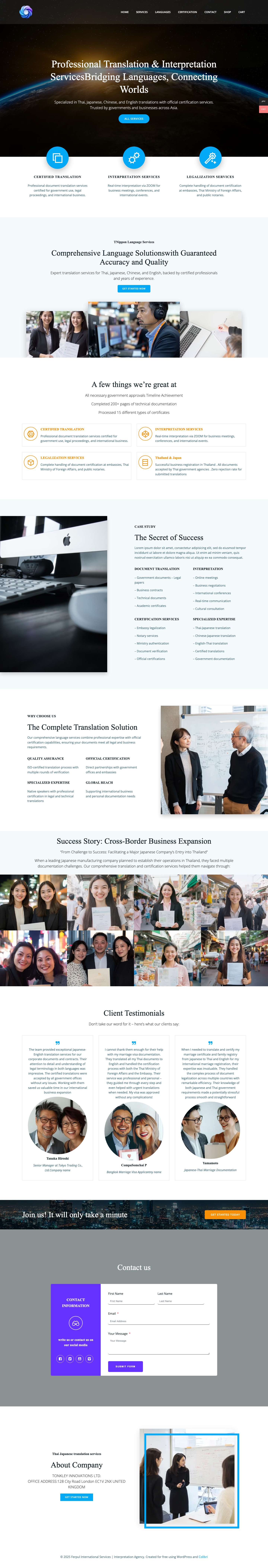 Ferpul International Services | Interpretation Agency – Japanese Thai English Chinese - Full Screenshot
