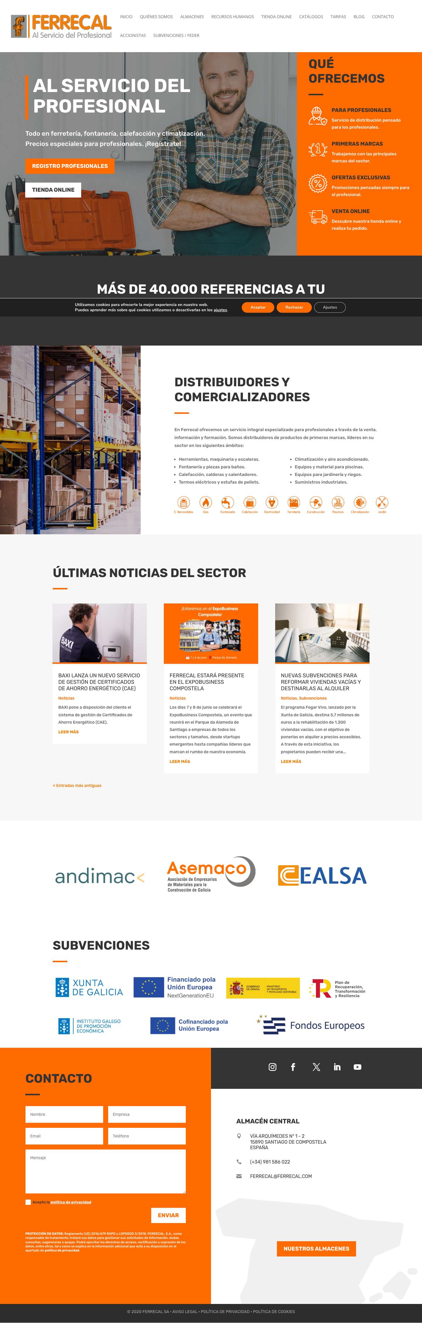 FERRECAL - Todo en ferretería, fontanería, calefacción y climatización - Full Screenshot
