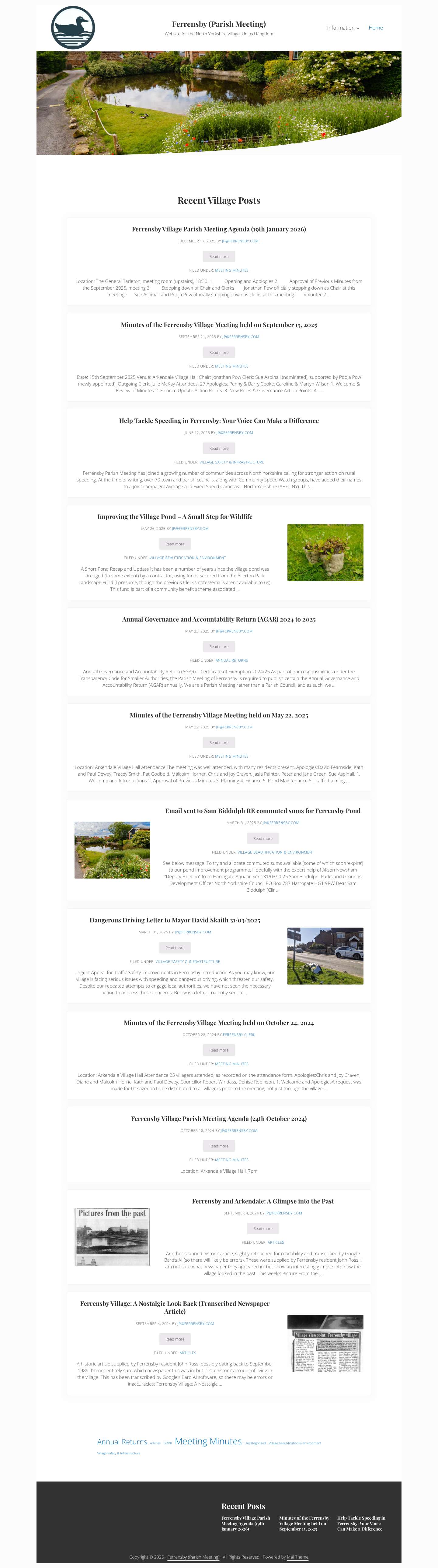 Ferrensby (Parish Meeting) – Website for the North Yorkshire village, United Kingdom - Full Screenshot