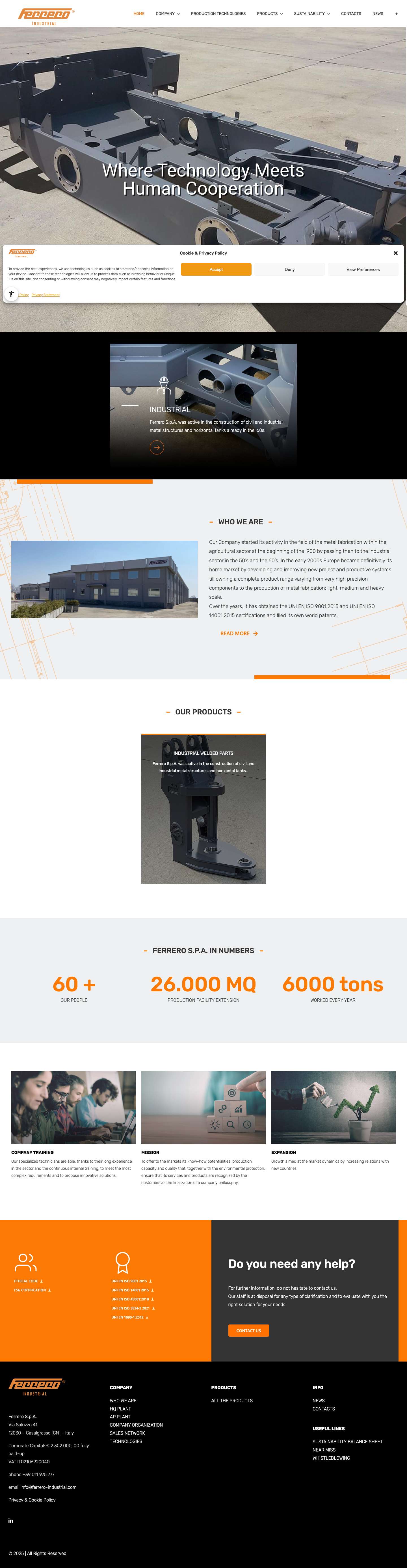 Home - Ferrero Industrial - Full Screenshot