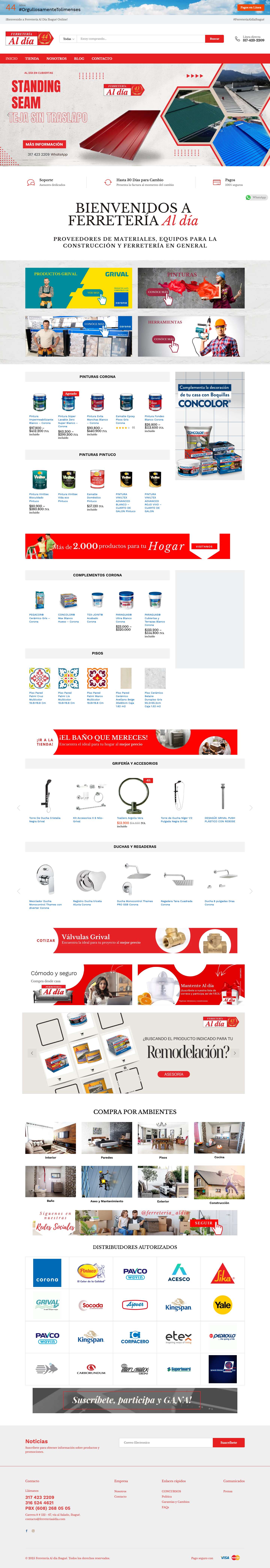 Inicio - Ferretería Al día Ibagué - Full Screenshot